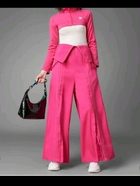 XL Adidas Hot Pink Wide-Leg Snap-Front Track Pants Jacket